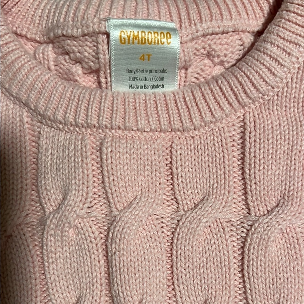 Gymboree Pink Crew Neck Cable Knit Sweater - Picture 2 of 3